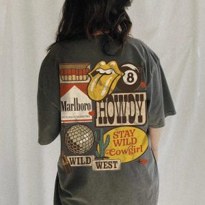 Western Punk Collage Shirt, Howdy Western Collage Tshirt, Edgy Country Tattoo Aesthetic, Marlboro Western Shirts, Edgy Cowgirl