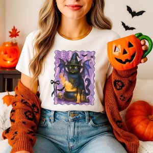 Halloween Black Cat Shirt, Halloween Gift For Cat Lovers, Spooky Cat Shirt