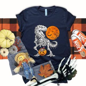 Halloween shirts, for Boys Kids Dinosaur Skeleton T rex Scary T-Shirt