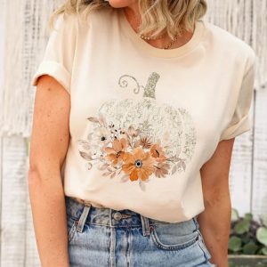 Floral Pumpkin Shirt, Fall Pumpkin Shirt, Fall Gifts, Halloween Pumpkin Shirt, Flower Pumpkin Shirt