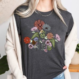 Women's Graphic Tees, Floral Shirt, Wildflower Shirt, Boho Floral Shirt, Inspirational Shirt, Wildflower Shirt, Flower T-shirt Plant Lover