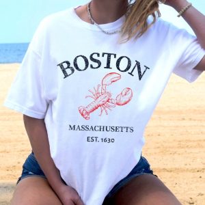 Boston Massachusetts Lobster Tee Shirt Tshirt, New England Souvenir Gifts