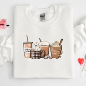 Cinnamon Coffee Sweatshirt, First Coffee Sweatshirt, Coffee Sweatshirt, Coffee Cups Sweatshirt, Gift For Coffee Lover