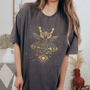 Celestial Butterfly Comfort Colors Shirt, Mystical Butterfly Shirt, Mystical Moon Shirt, Moon Phase T-Shirt