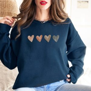 Neutral Watercolor Heart Sweatshirt for Women Heart Lover Gift Love Sweater Cute Valentine's Day Sweater for Women Ladies Heart Top
