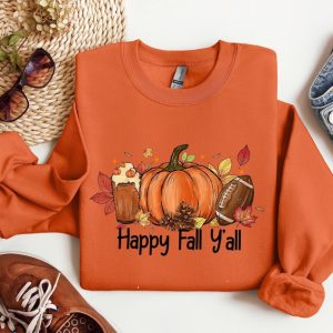 Happy Fall Yall Sweatshirt, Fall Pumpkin Sweatshirt, Thanksgiving Sweatshirt, Women Fall Crewneck