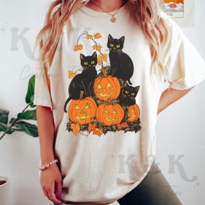 Vintage 90s Black Cat Halloween Shirt, Retro Halloween Shirt, Spooky Season Tee, Pumpkin Shirt, Halloween Shirt