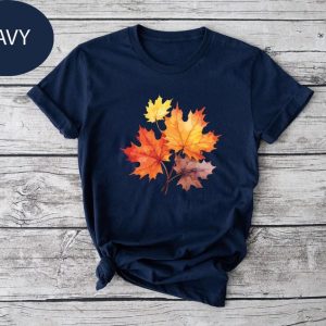 Watercolor Fall Leaves Shirt, Autumn Shirt Women, Fall Leaves Shirt, Womens Fall Shirt