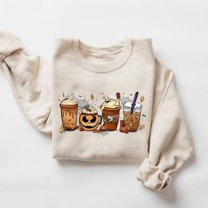 Cute Spooky Coffee Sweatshirt, Womens Ghost Sweatshirt, Spooky Season, Fall Coffee Lover Shirt