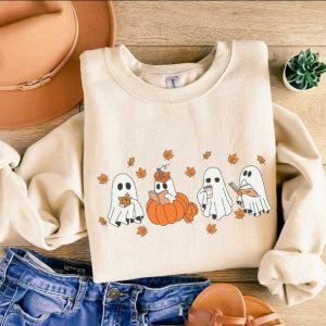 Fall Ghost Sweatshirt, Floral Ghost Shirt, Halloween Ghost Sweatshirt, Flower Halloween Shirt, Sweatshirt, Fall Sweater