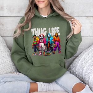 Thug Life Horror Movie Hoodie, Halloween Scary Costume Spookie Season Hoodie, Micheal Myers Freddie Kryeger Jason Men Hoodie