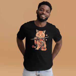 Japanese Samurai Ninja Cat Shirt Yakuza Tattoo Cat T-Shirt