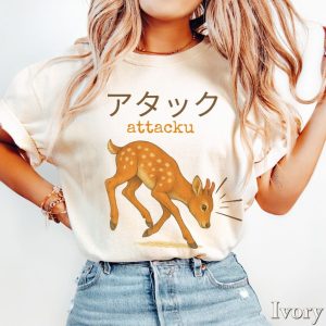 Funny Japanese Deer Shirt Tik Tok Trend Tshirt Give Me Crackers Attacku Meme Tee