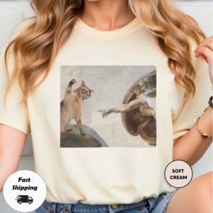 Cat God Creation Of Adam Meme Shirt, Funny Cat Shirt, Cat Meme Shirt