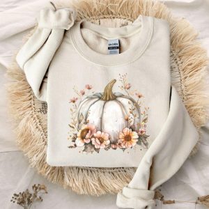 Floral Pumpkin Sweatshirt, Fall Pumpkin Sweater, Halloween Pumpkin Sweater