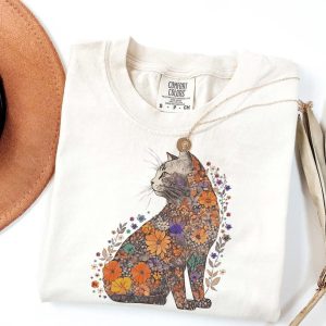 Floral Cat Shirt, Purr Shirt Cat Mom, Floral Cat Tee, Cat Lover Shirt, Cat Shirt
