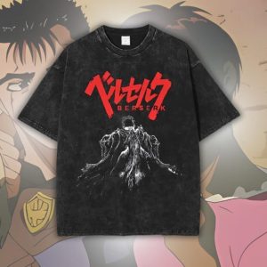 Berserk Anime Tee, Oversized Washed Streetwear T-Shirt