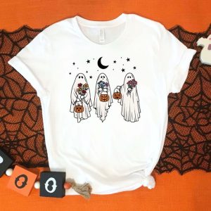 Vintage Halloween Ghost Shirt: Floral Retro Spooky Pumpkin Tee