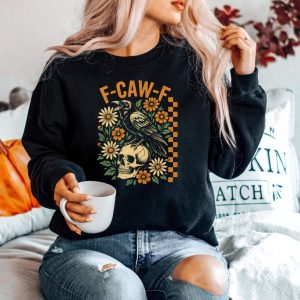 F-Caw-F Funny Crow Shirt, Black Crow Moonlit Raven Unisex T-shirt