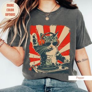 Cool DJ Cat Shirt, Funny Cat with Headphones