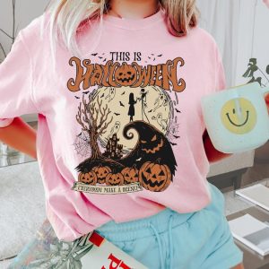 Retro Halloween The Nightmare Before Christmas Shirt, This is Halloween Everybody make a scene shirt, Jack and Sally