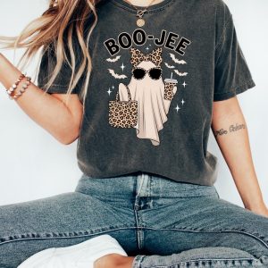 Boo-Jee Ghost, Leopard Ghost Tee, Ghost Coffee Shirt, Funny Fall Shirt