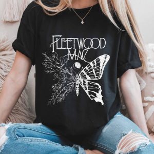 Fleetwood Mac Band T-Shirt, Artistic Moth & Botanical Graphic Tee for Music Lovers, Classic Rock Band Music Tee for Fans