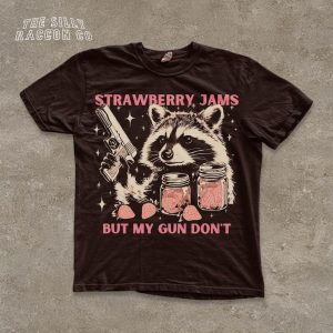 Funny Raccoon Unisex Shirt, Vintage Meme Shirt for Men Women, Strawberry Jams Gun Tee