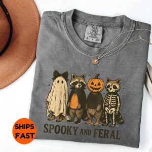 Comfort Colors Spooky Raccoon Halloween Shirt: Funny Ghost Tee